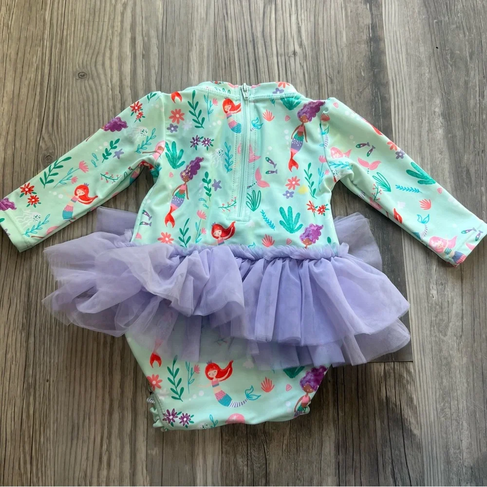Ruffle Butts Mermaid Princess Tutu Baby One Piece Swimsuit Rash Guard